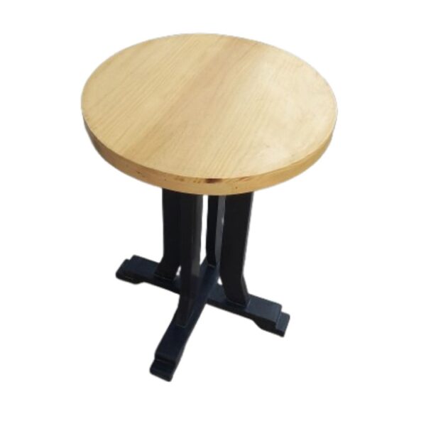 Mesa Modelo Pata de Marfil Circular de Color Natural y Nogal de Madera Capirona y Pino: Comodidad en un Solo Diseño