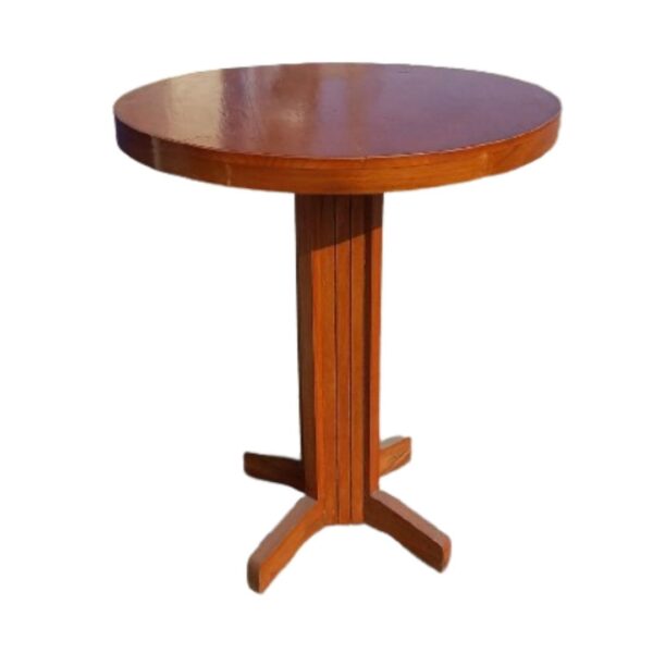 Mesa Modelo Pata de Gallo Circular de Color Caramelo de Madera Capirona y Pino: Comodidad en un Solo Diseño